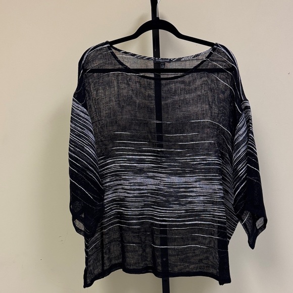 Eileen Fisher Black and White Sheer Top - Picture 1 of 6